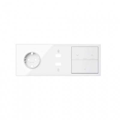Simon 10020306-130 Кит 3 поста, фронт. Накладка на 1 розетку Schuko + 1 з/у 2xUSB + 1 клавиша выключателя + 1 клавиша жалюзи цвета белый глянец S100