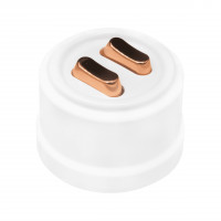 Bironi Выключатель 2-кл., пластик, цвет Белый,  Медь (клавишный), B1-222-21-C