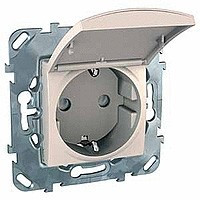 MGU5.037.25TAZD - UNICA РОЗЕТКА с заземлением, со шторками, с крышкой, 16 А, 250 В, БЕЖЕВЫЙ, Schneider Electric