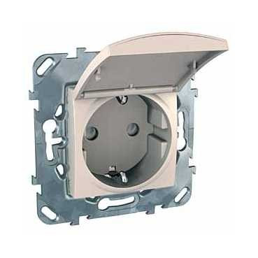 MGU5.037.25TAZD - UNICA РОЗЕТКА с заземлением, со шторками, с крышкой, 16 А, 250 В, БЕЖЕВЫЙ, Schneider Electric