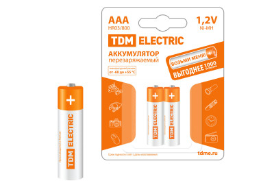 Аккумулятор AAA-800 mAh Ni-MH BP-2 TDM Electric, SQ1702-0074