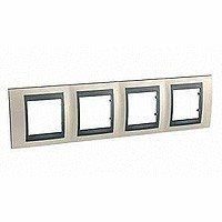 MGU66.008.295 - UNICA TOP РАМКА 4-постовая, горизонтальная, ГРАФИТ/ОПАЛ