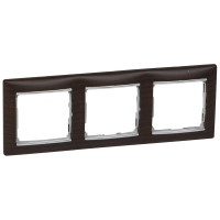 Legrand Рамка 3 пост - Legrand Valena - тёмное дерево/серебряный штрих, 696732