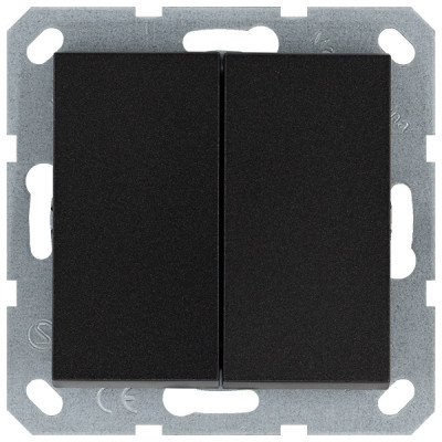 Выключатель Перекрестный  2х клавишный 10А, 250В, цвет антрацит, G3014B, Jasmart