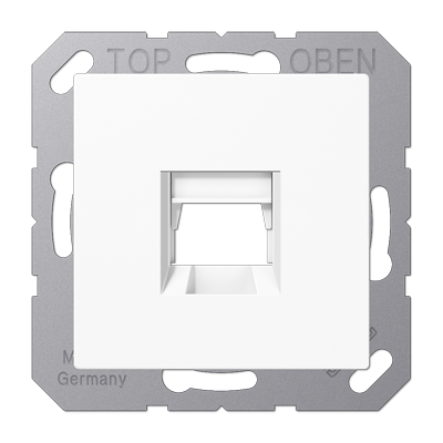 Kрышка для 1-го разъема; без видимого винта; подпружиненная шторка; термопласт; белый, A1569-15WEWW