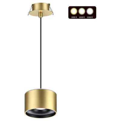 Novotech 358966 SPOT NT22 242 бронза св. Светильник встраиваемый с перекл. цв. температуры, провод 2м IP20 LED 3000К\4000К\6000К 12W вниз + 3W вверх 110-265V G