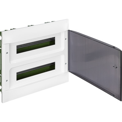 137577 Пластиковый щиток Legrand Practibox S, для встраиваемого монтажа (в полые стены), цвет двери "Дымчатый", 2X18