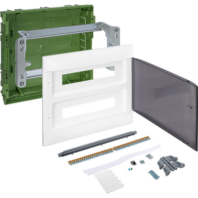 137577 Пластиковый щиток Legrand Practibox S, для встраиваемого монтажа (в полые стены), цвет двери "Дымчатый", 2X18