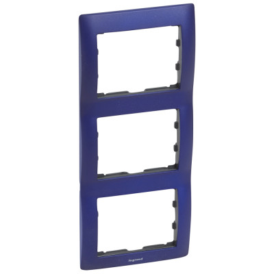 Legrand Рамка - Galea Life - 3 поста - вертикальный монтаж - металлическая - Magic Blue, 771917