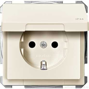 SD Розетка со шторк., и крышк. 2К+З 16А 250В~ IP44, беж. (max 30)