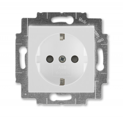 5520H-A03457 16W - Розетка ABB Levit с заземлением со шторками 16А серый / белый - 2CHH203457A6016