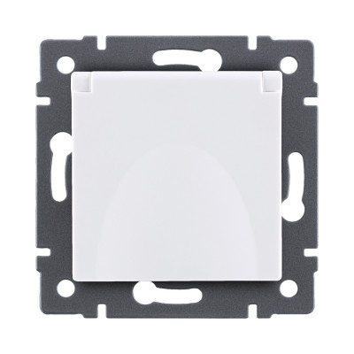 Розетка штепсельная SCHUKO 16A/250 В с крышкой, белый Kollinger REA-006WH для Aspekt, Eleganz, Reflex