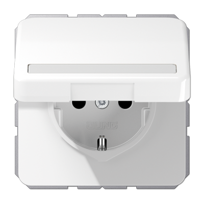 Штепсельная розетка SCHUKO 16A 250V~ с полем для надписи и защитой от влажности; белая, CD1520BFNAKLWW