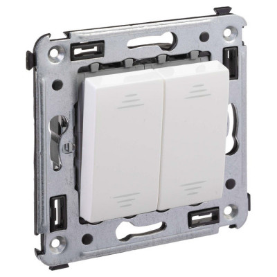 4400114 - ДКС Переключатель двухклавишный в стену, "Avanti", "Белое облако"