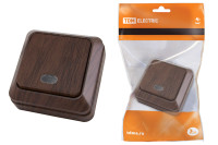 Переключатель на 2 направления 1-кл. открытой установки с подсветкой IP20 10А, бук "Ладога" TDM Electric, SQ1801-0032