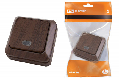 Переключатель на 2 направления 1-кл. открытой установки с подсветкой IP20 10А, бук "Ладога" TDM Electric, SQ1801-0032