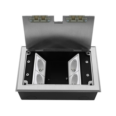 Люк напольный на 4 модуля, металлический, h=65мм, с рамкой, крышка без углубления, TIMIUX, нержавеющая сталь, EU4H65R ST