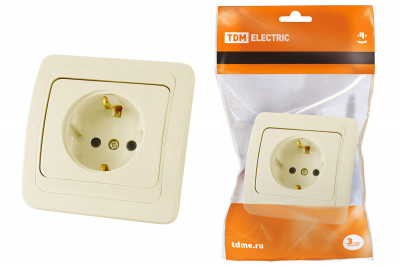 Розетка 2П+З 16А сл. кость "Валдай" TDM Electric, SQ1804-0108