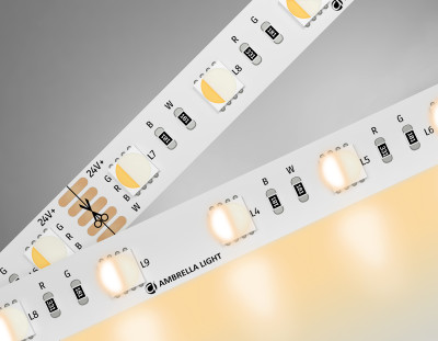 Светодиодная лента 24В 5050 60Led 10Вт/м Цветная RGB+W 3000K IP20 5м, AMBRELLA LIGHT, GS4401