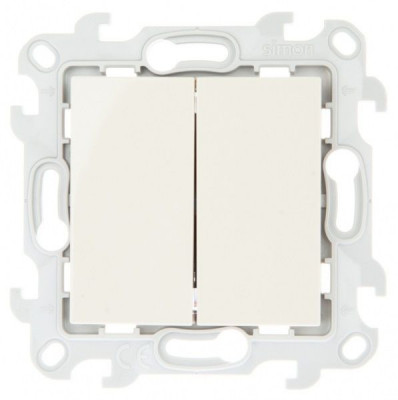 Simon Двухклавишный кнопочный выключатель 10A 250В~ цвета слоновая кость S24 Harmonie, 2410151-031