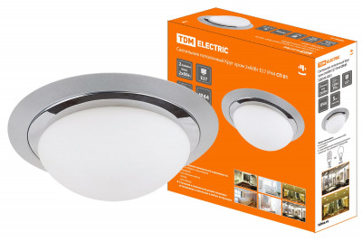 Светильник потолочный Круг хром 2х60Вт E27 IP 44 СП 01 TDM Electric, SQ0346-0001