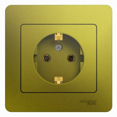 РОЗЕТКА с заземлением,16А, 250В, в сборе,ФИСТАШКОВЫЙ