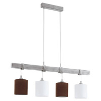 49927 Подвес TOWNSHEND 2, 4x60W (E27), L1000, B150, H1100, сталь, дерево, белая патина/текстиль, лен