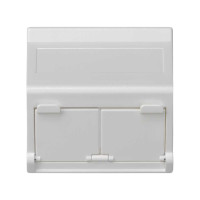 Simon SConnect Плата наклонная с крышками на 2 мод. MD (RJ45, оптоволокно), 45х45мм, белый, KB80-9