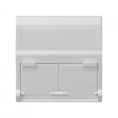 Simon SConnect Плата наклонная с крышками на 2 мод. MD (RJ45, оптоволокно), 45х45мм, белый, KB80-9