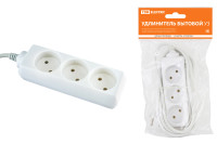 Удлинитель бытовой  У3  3 гнезда, 1,5метра, без заземления, ПВС 2х0,75 мм2  10А/250В TDM Electric, SQ1303-0200