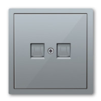 Двойная компьютерная розетка RJ45x2,  Donel серия R98, цвет алюминий