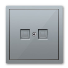 Двойная компьютерная розетка RJ45x2,  Donel серия R98, цвет алюминий