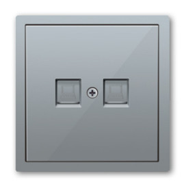 Двойная компьютерная розетка RJ45x2,  Donel серия R98, цвет алюминий