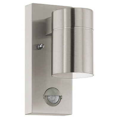 99569 Уличный светод. настен. светильник RIGA 5 с датч. дв-я, 1х3W(GU10), H165, L65, А110, нерж. cта