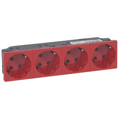 Legrand Розетка 4 x 2К+3 под углом 45° - Программа Mosaic - с механической блокировкой, 077283