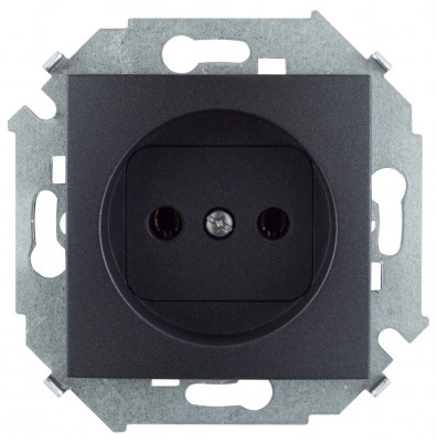 Simon Розетка без заземления 2P, 16А, 250В, винт. зажим, графит, 1591431-038