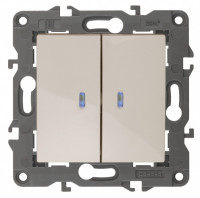 ЭРА 14-1105-02 Elegance Сл.кость Выключатель 2-кл с подсветкой