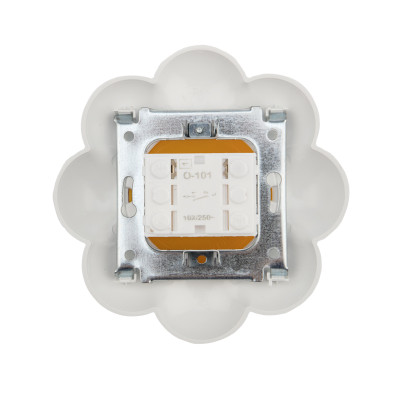 Выключатель одноклавишный HAPPY Ромашка с/у, желтый/белый KRANZ, KR-78-0620