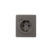 Розетка ROUND 1-ая с/з с/у з/ш 16А с USB A+C быстрой зарядки 5В/3А титан KRANZ, KR-78-0704-2