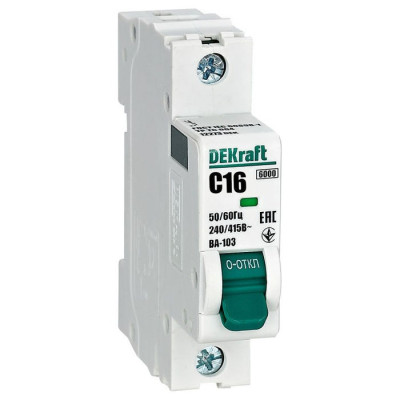 DEKraft Автоматический выключатель 1Р 16А х-ка C ВА-103 6кА