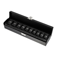 Набор шестигранных ударных торцевых головок, 1/2", 38мм, 10 предметов (10-24мм) металлический кейс KRANZ, KR-12-8422