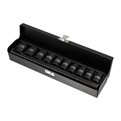 Набор шестигранных ударных торцевых головок, 1/2", 38мм, 10 предметов (10-24мм) металлический кейс KRANZ, KR-12-8422