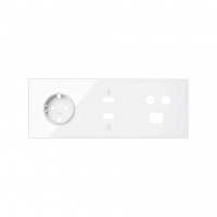 Simon 10020304-130 Кит 3 поста, фронт. Накладка на 1 розетку Schuko + 1 розетку TV + 1 розетку RJ45 + 1 розетку HDMI + 1 розетку USB цвета белый глянец S100