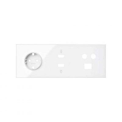 Simon 10020304-130 Кит 3 поста, фронт. Накладка на 1 розетку Schuko + 1 розетку TV + 1 розетку RJ45 + 1 розетку HDMI + 1 розетку USB цвета белый глянец S100