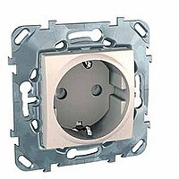 Unica Розетка со шторками 2К+З 16А 250В~, беж.