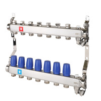 Коллектор без расходомеров, c дренажным краном и краном Маевского, 7 вых., MS.607.06