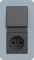 Gira Блок: Выключатель 1-клавишный с розеткой 2к+з, матовый антрацит - Серо-голубой, серия E3