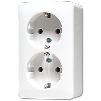 SCHUKO®-розетка 16 A / 250 B, двойная, накладной монтаж; дюропласт; белый; AP600, 6020AWW