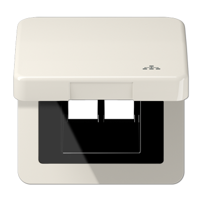 Накладка и крышка для двойных UAE розеток с символом "сеть"; термопласт слоновая кость, CD590KLLAN