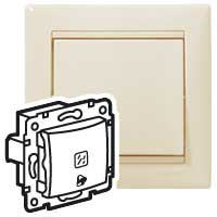 Legrand Выключатель кнопочный одноклавишный с подсветкой с символом звонка - Legrand Valena - 10А 12В схема 1PLE безвинтовые зажимы - слоновая кость, 774315